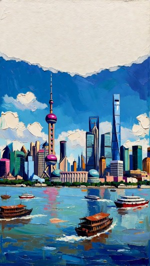 Shanghai Brushstrokes: The Bund & Pudong Skyline